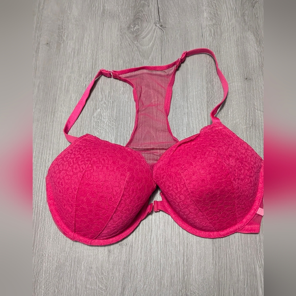 Victoria's Secret Hot Pink Lace Push-Up Racerback Bra